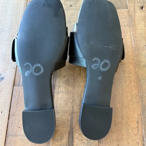 Anthropologie Joie Paige Black Sandal with Tortoise Accent - Size 7 - Picture 3 of 4